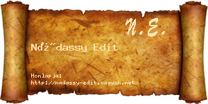 Nádassy Edit névjegykártya